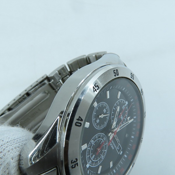 実際に弊社で買取させて頂いたSEIKO/セイコー クロノグラフ ステンレスベゼル/黒文字盤 クォーツ腕時計 7T92-0LV0 【動作未確認】の画像 6枚目