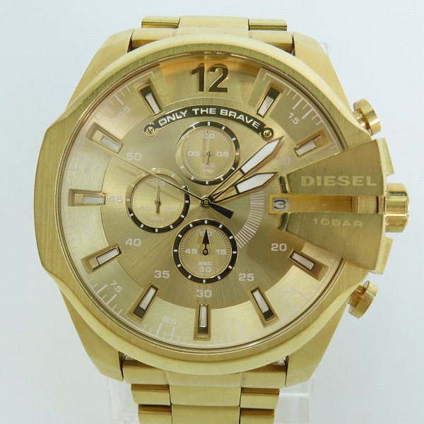 実際に弊社で買取させて頂いたDIESEL/ディーゼル MEGA CHIEF/メガチーフ クォーツ/クロノグラフ腕時計 ゴールド DZ-4360