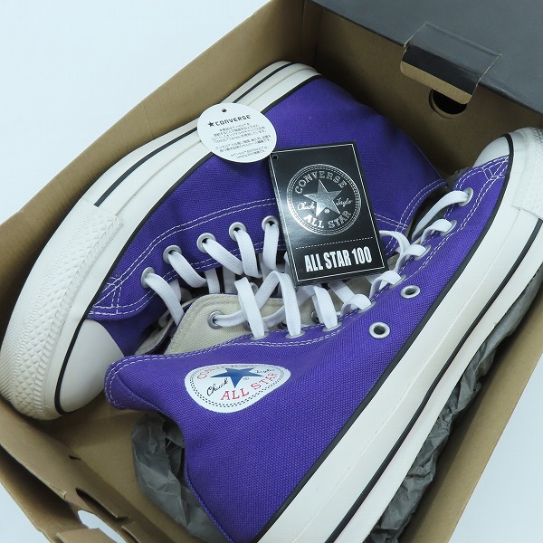 実際に弊社で買取させて頂いたCONVERSE/コンバース ALL STAR 100 COLORS HI ROYAL PURPLE シューズ/スニーカー 1SC150 27.5の画像 7枚目