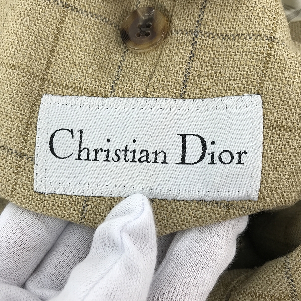 実際に弊社で買取させて頂いたChristian Dior/クリスチャンディオール シルク/ウール チェック柄 テーラードジャケット/Lの画像 2枚目
