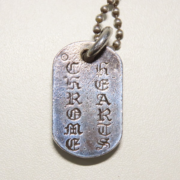 実際に弊社で買取させて頂いた【購入証明書付き】CHROME HEARTS/クロムハーツ Raised Cemetery ドッグタグ スモール 純正ボールチェーン付きの画像 2枚目