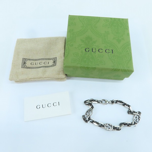 実際に弊社で買取させて頂いたGUCCI/グッチ インターロッキングG シルバー チェーンブレスレット ‎620798 J8400 0811の画像 9枚目