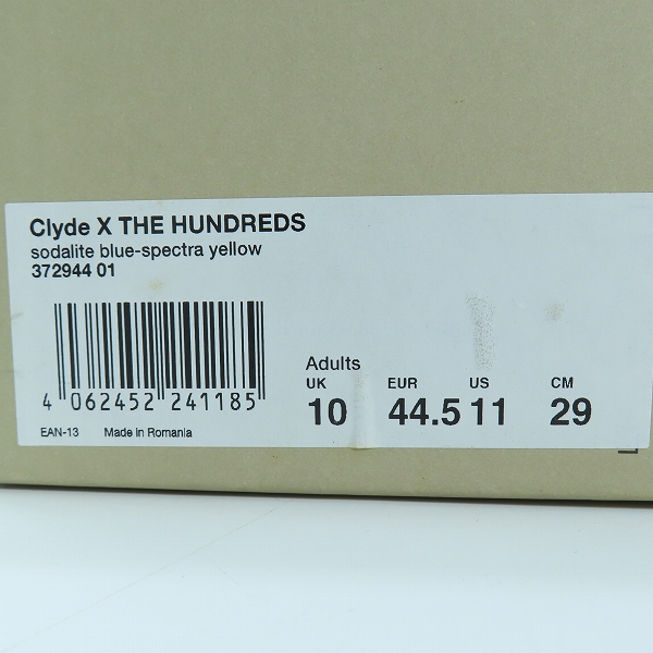 実際に弊社で買取させて頂いたTHE HUNDREDS×PUMA CLYDES/ザ ハンドレッツ×プーマクライド アダルトブルー/スペクトライエロー 372944-01/29の画像 9枚目