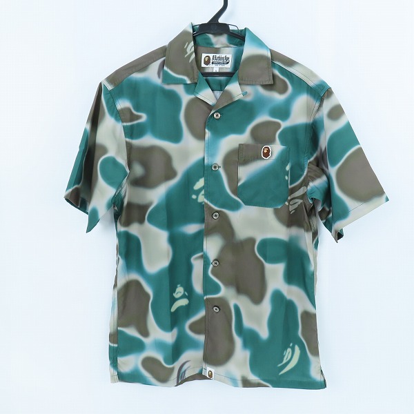 実際に弊社で買取させて頂いたA BATHING APE/アベイシングエイプ LIQUID CAMO ONE POINT OPEN COLLAR SHIRT/リキッド カモフラ オープンカラーシャツ/S