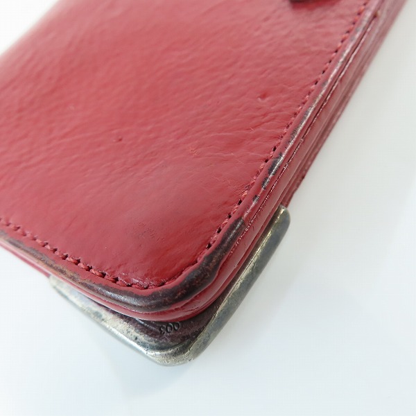 実際に弊社で買取させて頂いたCHROME HEARTS/クロムハーツ シングルフォールド ロングウォレット/長財布 チップスコーナー レッドの画像 9枚目