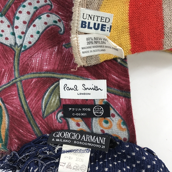 実際に弊社で買取させて頂いた【おまとめ】ユナイテッドアローズ/アルマーニ/ポールスミス 等 マフラー/ストールの画像 2枚目