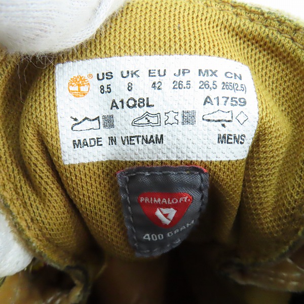 実際に弊社で買取させて頂いたTimberland x OFF-WHITE/ティンバーランド × オフホワイト ベロア地 6インチブーツ/A1Q8L/26.5の画像 5枚目