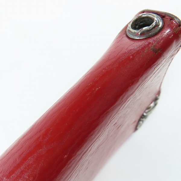 実際に弊社で買取させて頂いたCHROME HEARTS/クロムハーツ シングルフォールド ロングウォレット/長財布 チップスコーナー レッドの画像 8枚目