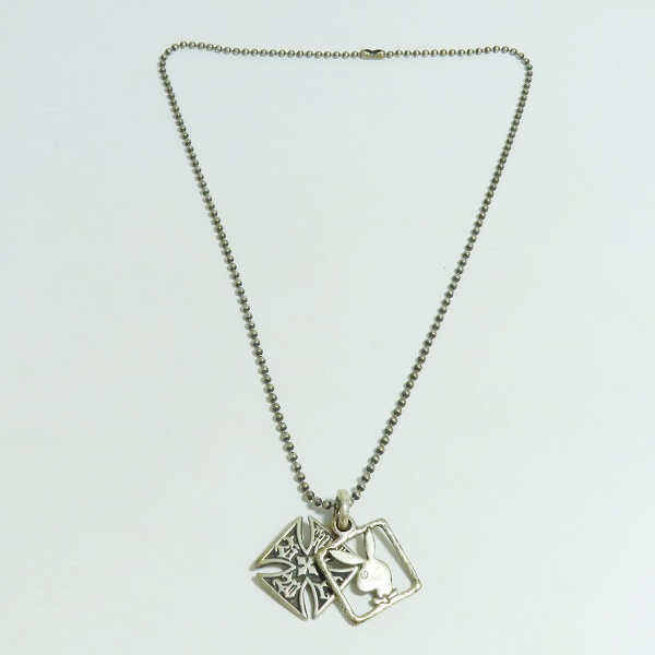 実際に弊社で買取させて頂いたBWL×PLAYBOY/ビルウォールレザー×プレイボーイ アイアンクロス/ロゴ ネックレスの画像 6枚目