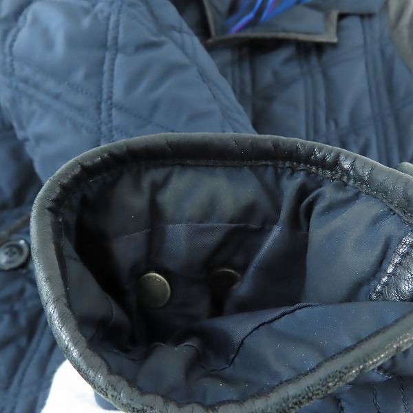 実際に弊社で買取させて頂いたETRO/エトロ ラムレザー切替/襟下ペイズリー柄 中綿キルティングジャケット Sの画像 8枚目