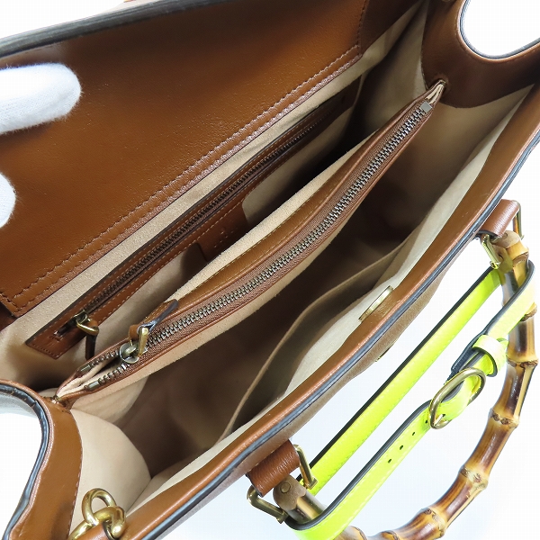 実際に弊社で買取させて頂いたGUCCI/グッチ ダイアナ バンブーハンドル ミディアム トートバッグ/ショルダーバッグ 655658の画像 4枚目