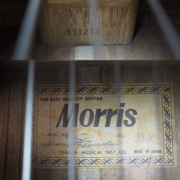実際に弊社で買取させて頂いた★【難有り】Morris/モーリス FD-15 アコースティックギター/アコギ 1973年 日本製 ソフトケース付の画像 4枚目