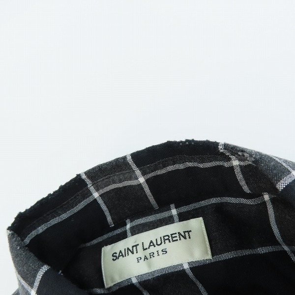 実際に弊社で買取させて頂いた【JPタグ】SAINT LAURENT PARIS/サンローランパリ ダメージ加工グラデーションチェック長袖シャツ 411620 Y527L/37 14-1/2の画像 7枚目