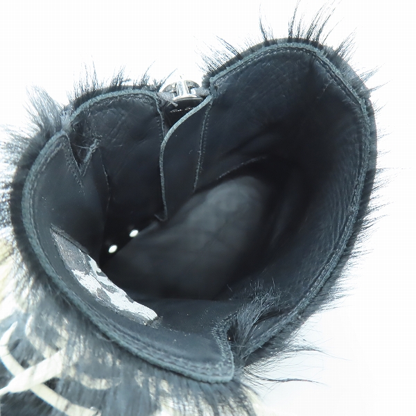 実際に弊社で買取させて頂いたRick Owens/リックオウエンス Strobe High Pony Hair ストロボハイ ポニーヘア サイドジップ ハイカット スニーカー 42の画像 4枚目