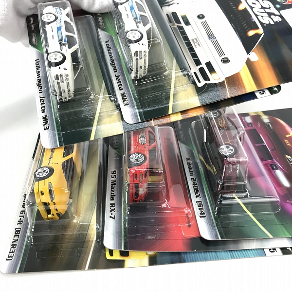 実際に弊社で買取させて頂いた【未開封】Hot Wheels/ホットウィール FAST&FURIOUS NISSAN 240SX S14 SILVIA/RX-7/GT-R BCNR33/Jetta MK3 5点セットの画像 3枚目