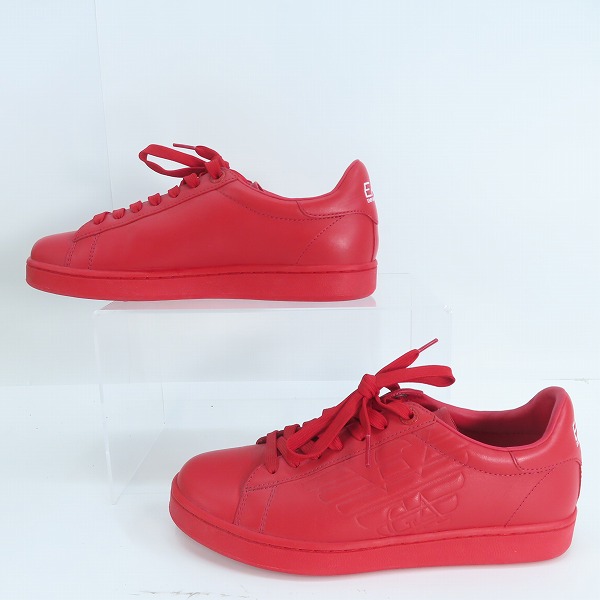 実際に弊社で買取させて頂いたEMPORIO ARMANI/エンポリオ アルマーニ レザー ローカットスニーカー レッド 6.5の画像 3枚目
