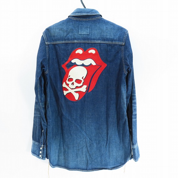 実際に弊社で買取させて頂いたmastermind JAPAN×Theater8/マスターマインド×シアターエイト ローリングストーンズ 刺繍デニムシャツ 8MR-SH01-D/Lの画像 1枚目