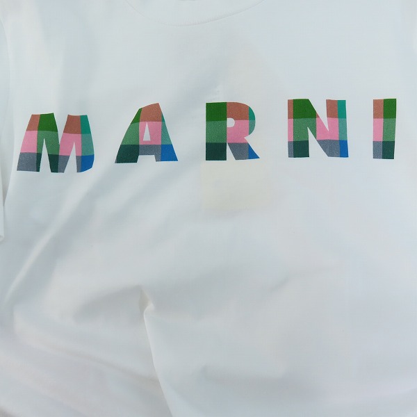 実際に弊社で買取させて頂いた【未使用】MARNI/マルニ 24SS Ghingam Jersey Tee ギンガム ロゴTシャツ HUMU0198PT/46の画像 5枚目