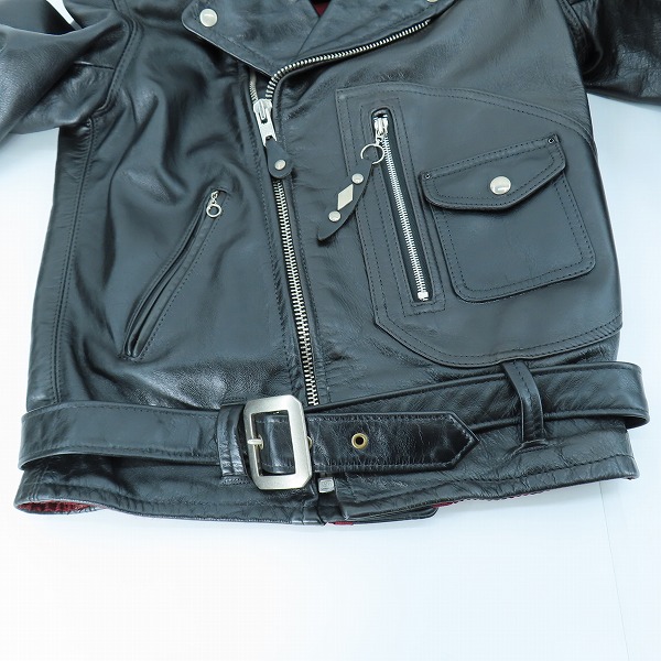 実際に弊社で買取させて頂いたSchott/ショット USA製/Dポケット/カウレザー ダブルライダースジャケット 7147/36の画像 2枚目