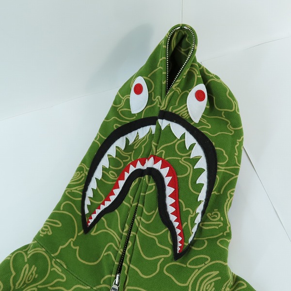 実際に弊社で買取させて頂いたA BATHING APE/アベイシングエイプ 30th Anniversary Line Camo Shark Full Zip Hoodie/シャーク ジップアップパーカー/Mの画像 4枚目
