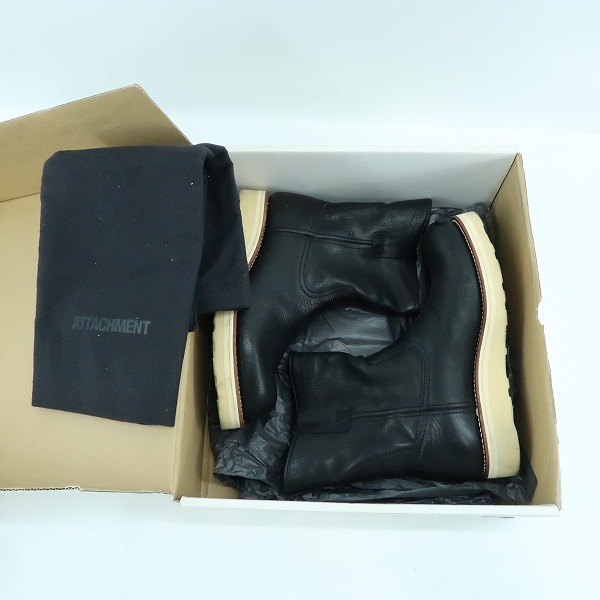 実際に弊社で買取させて頂いたKAZUYUKI KUMAGAI ATTACHMENT/カズユキクマガイ アタッチメント レザー ブーツ ブラック AA12-405/41の画像 8枚目