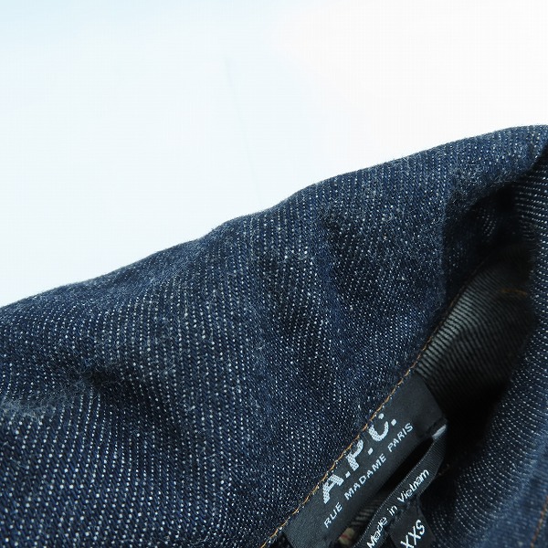 実際に弊社で買取させて頂いたA.P.C./アーペーセー RUE MADAME PARIS デニムジャケット インディゴ XXSの画像 5枚目