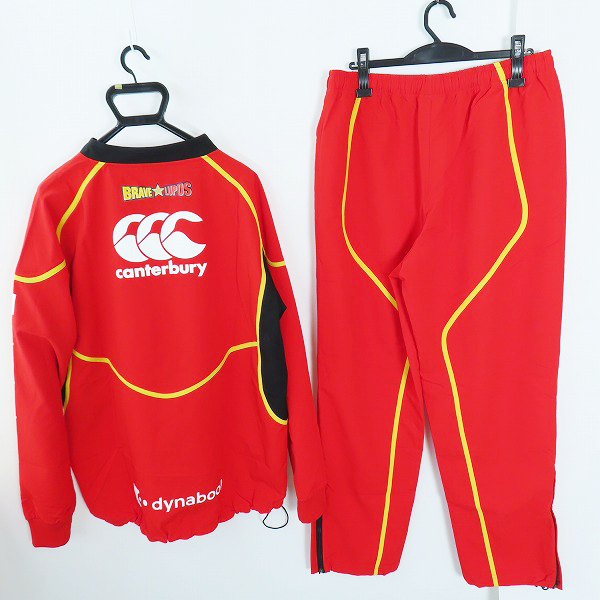 実際に弊社で買取させて頂いたCANTERBURY/カンタベリー BRAVE LUPUS/東芝ブレイブルーパス トラックジャケット/パンツ セットアップ/レッド/3Lの画像 1枚目
