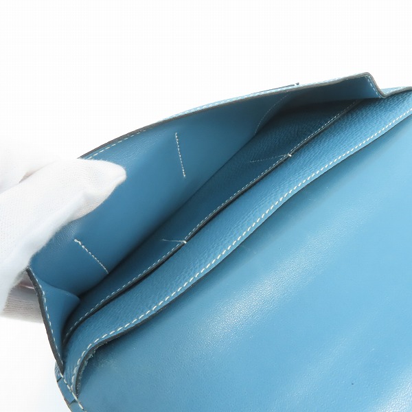 実際に弊社で買取させて頂いたHERMES/エルメス ドゴンGM 二つ折り長財布/ブルーの画像 6枚目