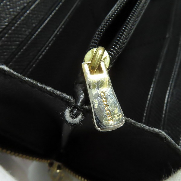 実際に弊社で買取させて頂いたCOACH/コーチ クロスグレインレザー ラウンドファスナー 長財布/ウォレットの画像 7枚目