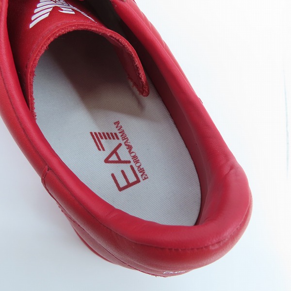 実際に弊社で買取させて頂いたEMPORIO ARMANI/エンポリオ アルマーニ レザー ローカットスニーカー レッド 6.5の画像 4枚目