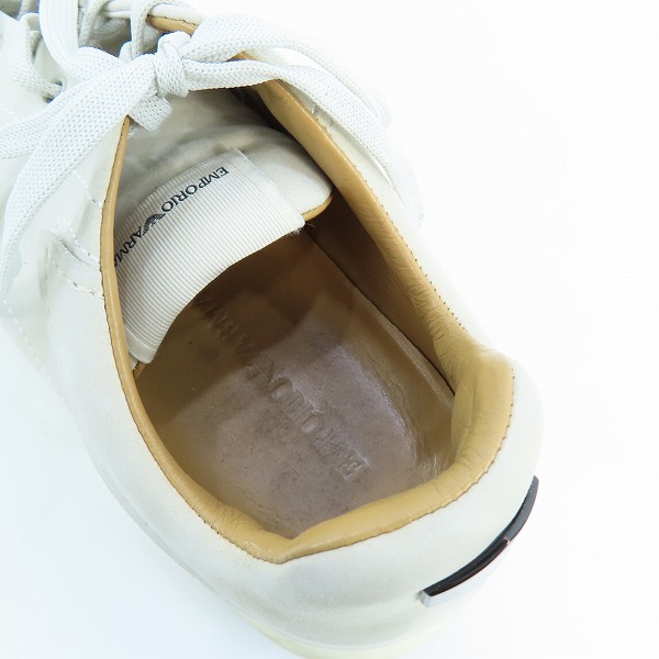 実際に弊社で買取させて頂いたEMPORIO ARMANI/エンポリオアルマーニ レザースニーカー ライトグレー系 X4X264 XF570 US11の画像 4枚目