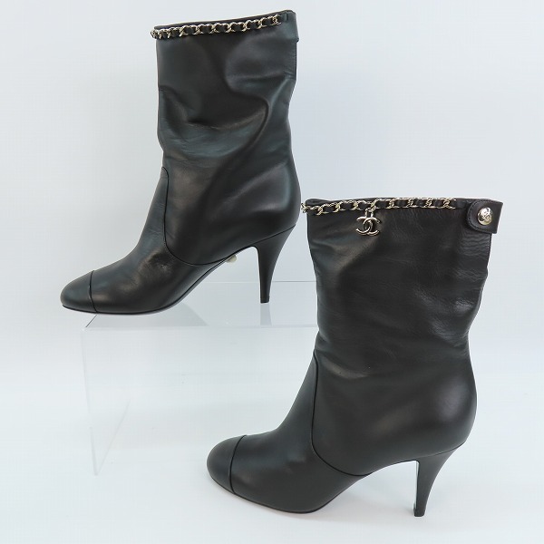 実際に弊社で買取させて頂いたCHANEL/シャネル ココマーク ショートブーツ チェーン/38Cの画像 3枚目
