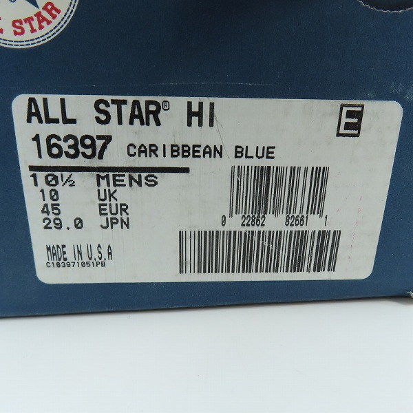 実際に弊社で買取させて頂いた【観賞用】CONVERSE/コンバース 90年代 USA製 ALL STAR/オールスター ハイカット スニーカー 16397/10.5の画像 9枚目