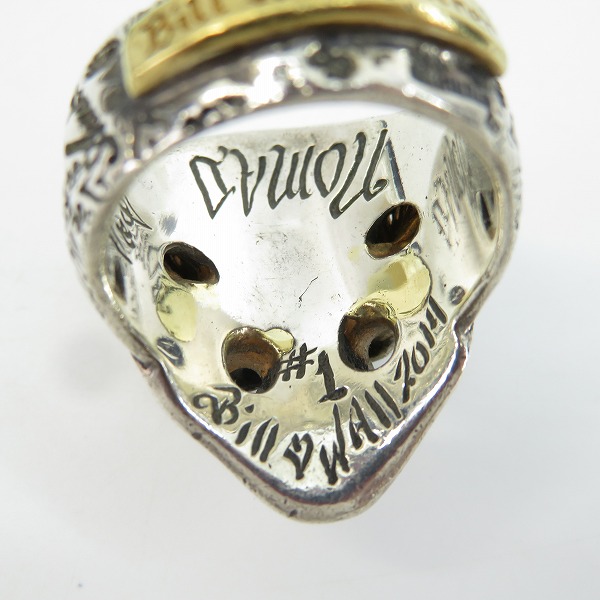 実際に弊社で買取させて頂いたBill Wall Leather/ビルウォールレザー グラフィティマスタースカルリング w/ストーンアイズ w/ゴールドスパイダーウェブ 26号の画像 5枚目