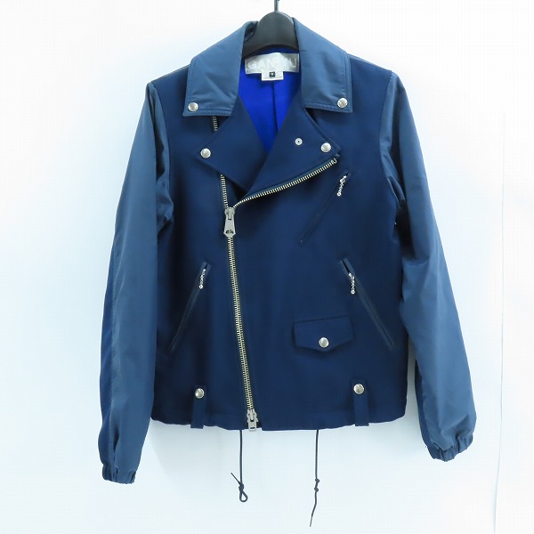 実際に弊社で買取させて頂いたGANRYU COMME des GARCONS/コムデギャルソン 15AW エステルクロス ナイロンタフタ ダブルライダース ジャケット EP-J005/S