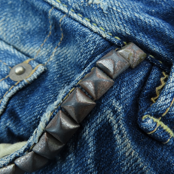 実際に弊社で買取させて頂いたHYSTERIC GLAMOUR/ヒステリックグラマー SP加工/スクラッチリメイクスリムストレートデニムパンツ 0201AP09/30の画像 5枚目