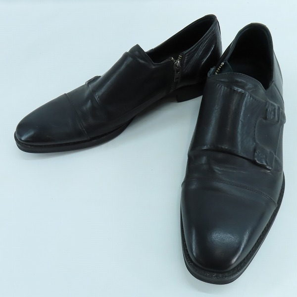 実際に弊社で買取させて頂いたMaison MIHARA YASUHIRO/ミハラヤスヒロ 炙り出し ダブルモンクストラップ サイドジップシューズ 23230303/26.5