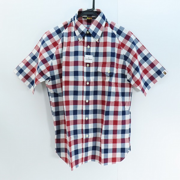 実際に弊社で買取させて頂いたA BATHING APE/アベイシングエイプ チェック柄 半袖シャツ/M