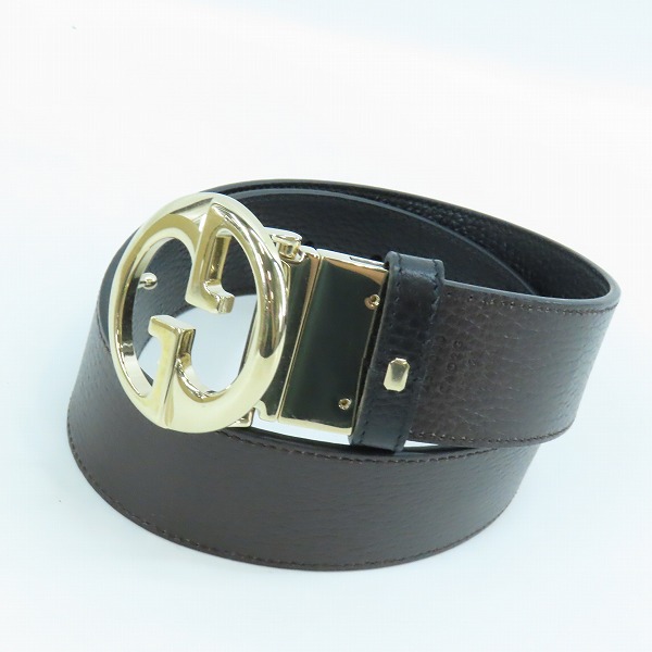 実際に弊社で買取させて頂いたGUCCI/グッチ リバーシブル インターロッキングG ゴールド金具 ベルト 450000