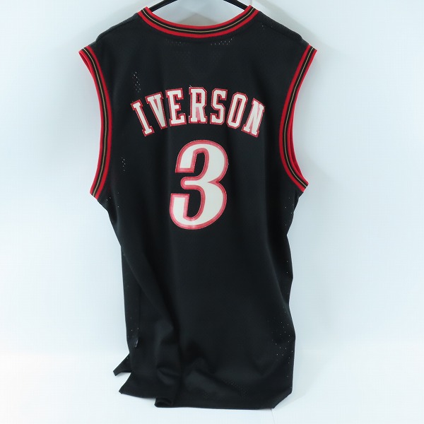 実際に弊社で買取させて頂いたReebok/リーボック NBA 76ers/フィラデルフィア・セブンティシクサーズ ＃3 アレン・アイバーソン ユニフォーム ブラック/XLの画像 1枚目