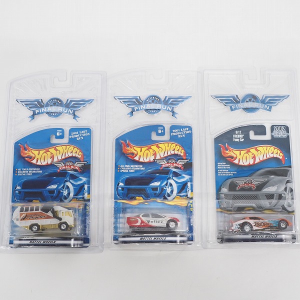 実際に弊社で買取させて頂いたHot Wheels/ホットウィール 2001 FINAL RUN GARBAGE TRUCK/ULTRALITE POLICE/2002 FIREBIRD Funny Car 3点セット