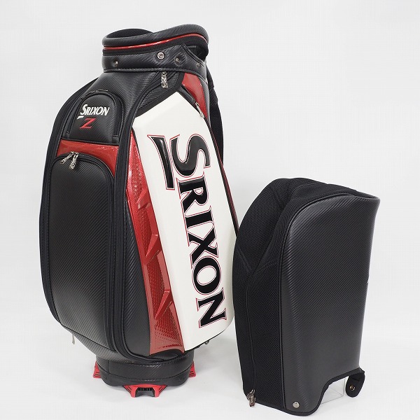 実際に弊社で買取させて頂いたDUNLOP/ダンロップ SRIXON/スリクソン GGC-S143 プロレプリカモデル 9.5型 5分割キャディバッグ ブラックｘホワイトの画像 1枚目