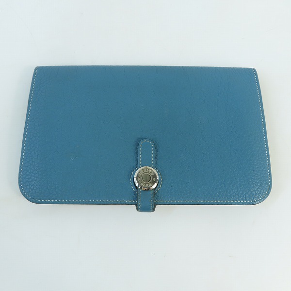 実際に弊社で買取させて頂いたHERMES/エルメス ドゴンGM 二つ折り長財布/ブルー