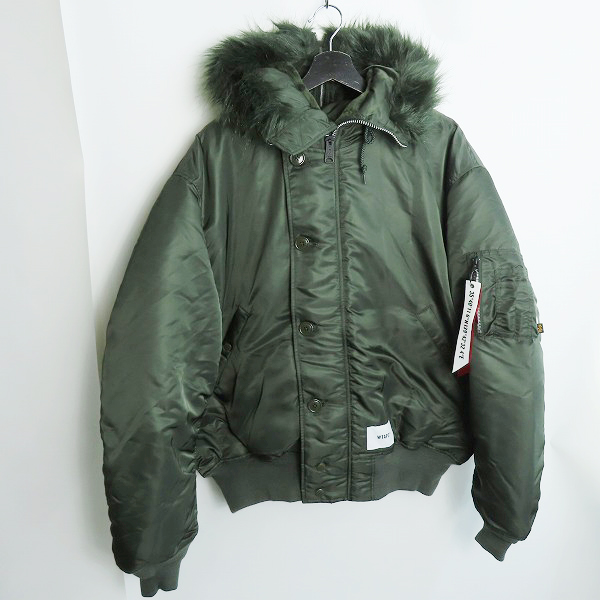 実際に弊社で買取させて頂いたWTAPS×ALPHA/ダブルタップス×アルファ N-2B CORE SPEC コアスペック ファー付ジップアップジャケット TA0690-9019/XL
