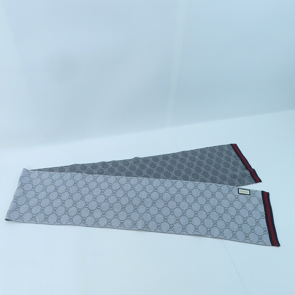 実際に弊社で買取させて頂いたGUCCI/グッチ GG柄 リバーシブル マフラー 325806 3G206の画像 4枚目