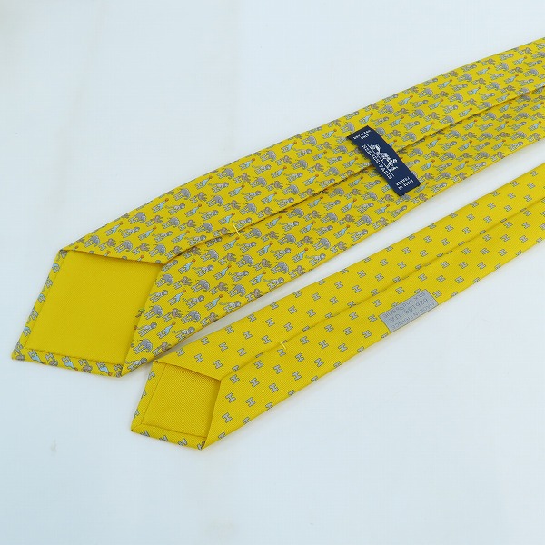 実際に弊社で買取させて頂いたHERMES/エルメス 総柄 シルク ネクタイ イエロー の画像 2枚目