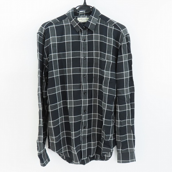 実際に弊社で買取させて頂いた【JPタグ】SAINT LAURENT PARIS/サンローランパリ ダメージ加工グラデーションチェック長袖シャツ 411620 Y527L/37 14-1/2