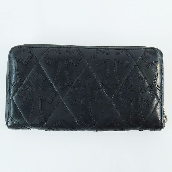 実際に弊社で買取させて頂いたCHROME HEARTS/クロムハーツ REC-F ZIP キルテッドセメタリークロスパッチ ウォレット/長財布の画像 1枚目