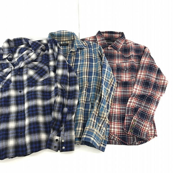 実際に弊社で買取させて頂いた【おまとめ】LOUNGE LIZARD/ラウンジリザード チェック柄 長袖シャツの画像 1枚目