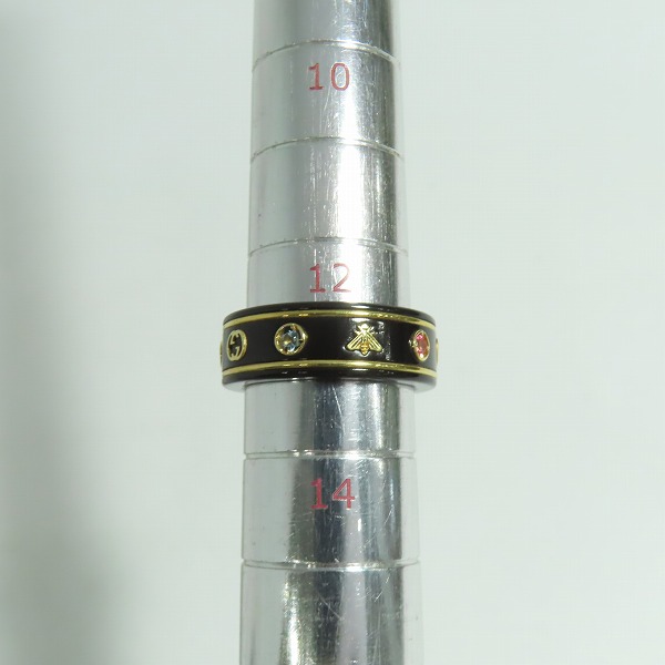 実際に弊社で買取させて頂いたGUCCI/グッチ ジェムストーン付き アイコンリング METAL × K18YG/527095 J8F77 8522/13号の画像 8枚目